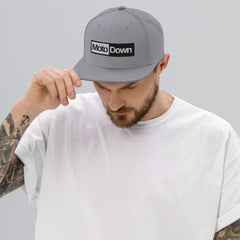 Moto Down Snapback Hat Black & White Edition