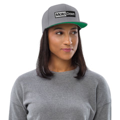 Moto Down Snapback Hat Black & White Edition